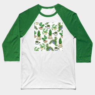 Teacup Plants Pattern Baseball T-Shirt